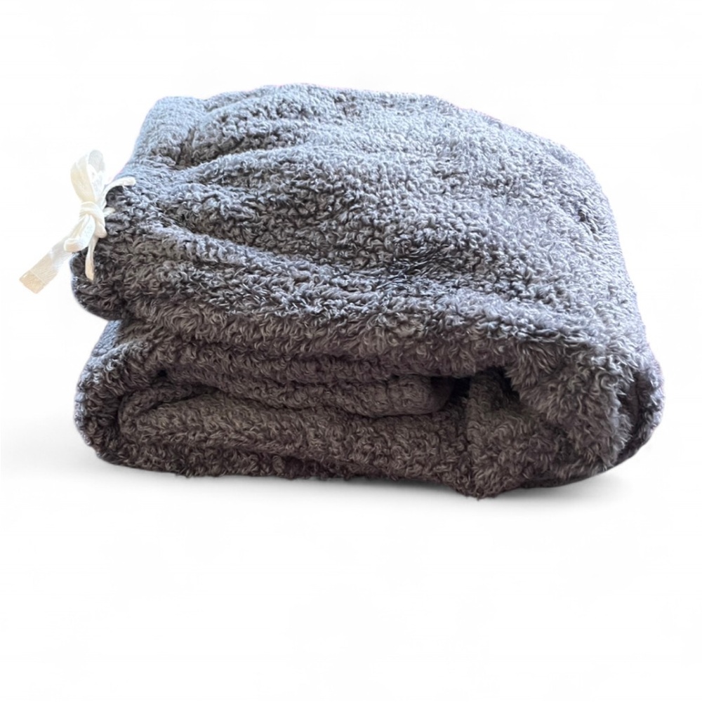 Plush, Warm, Cozy Gray Fleece Elastic Waist Pajama Pants with Pockets - Picture 4 of 10
